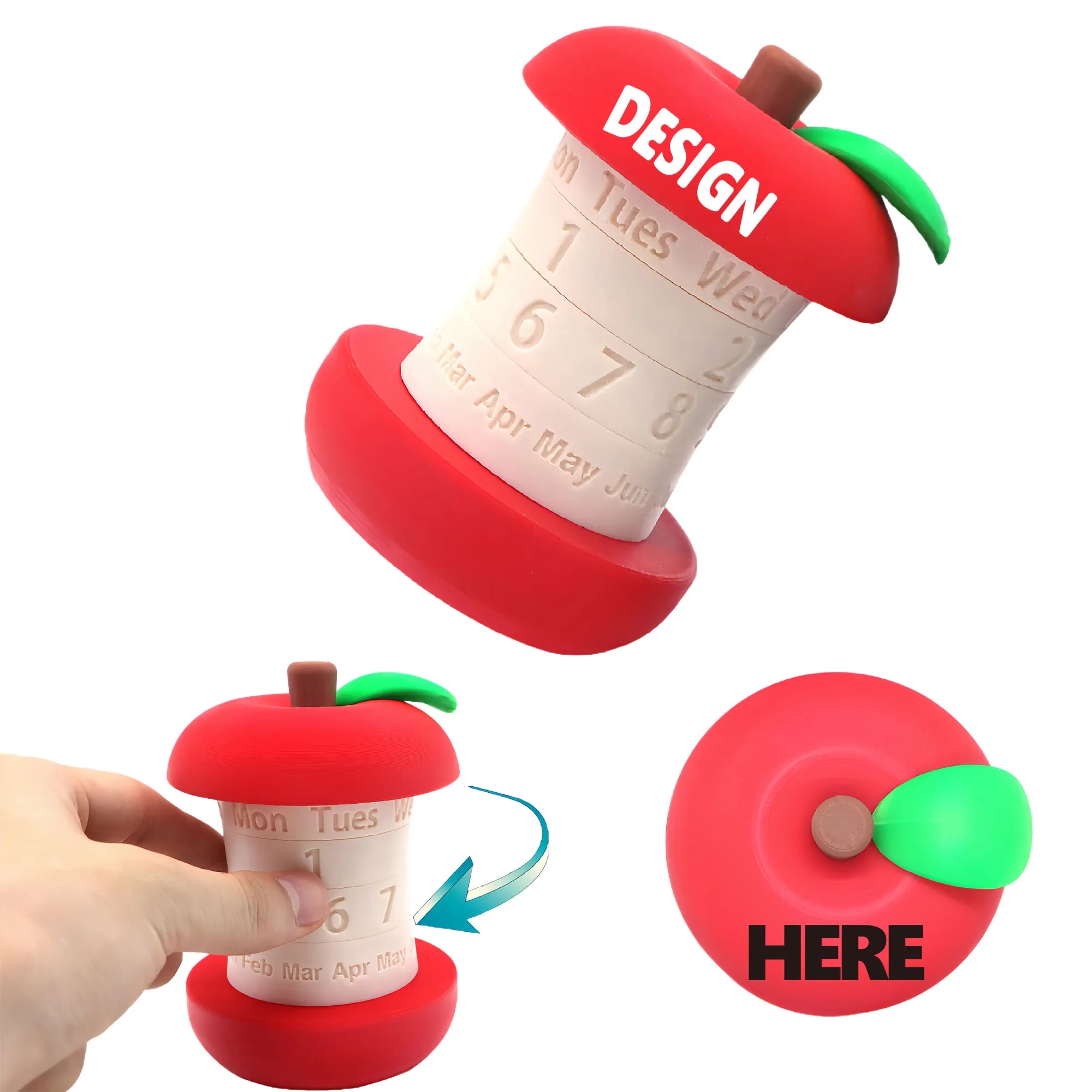 Creative Rotating Apple Perpetual Calendar Desk Decor Gift