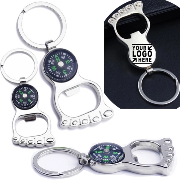 Bottle Opener Keychain with Compass