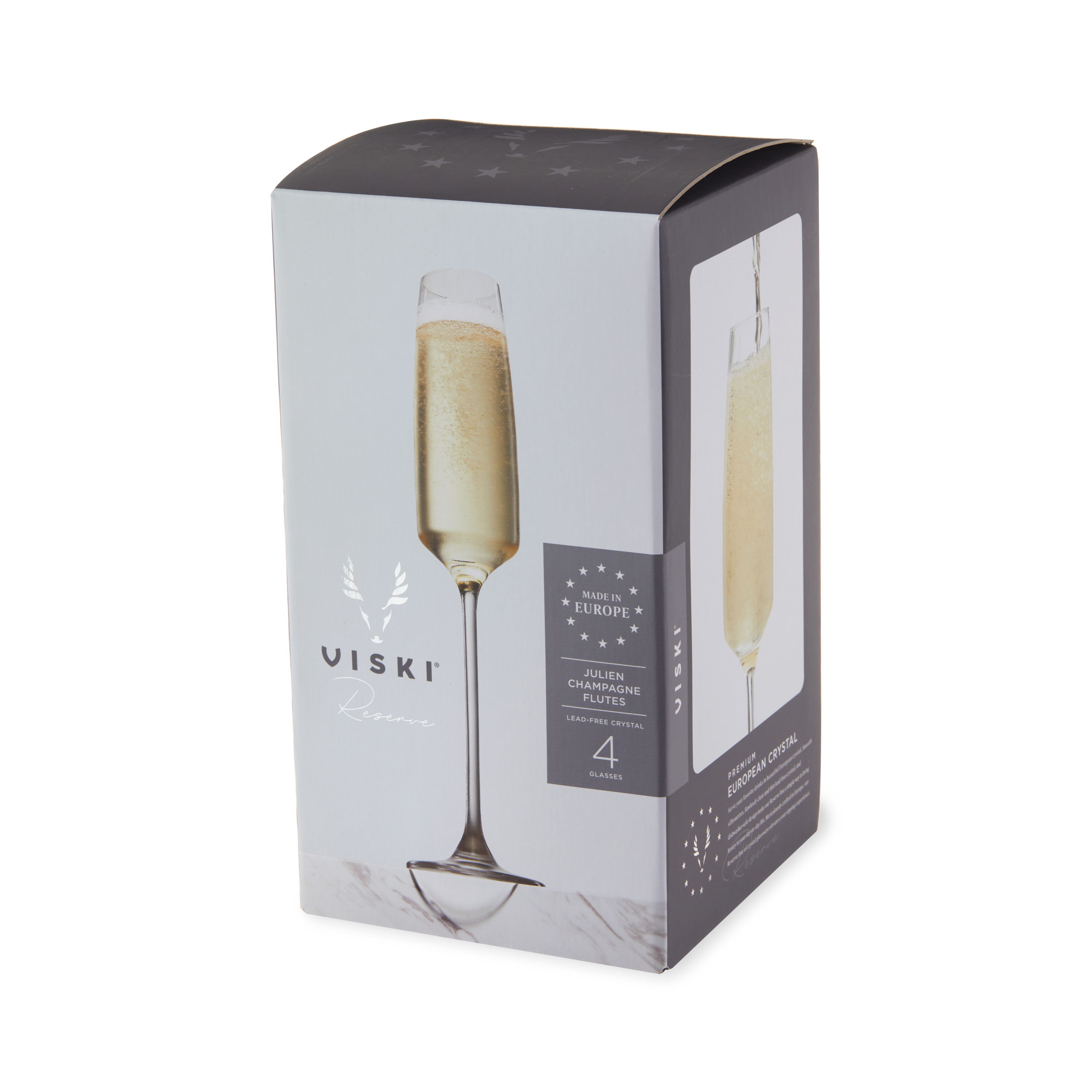 Viski® Reserve Julien Crystal Flute Glass, set of 4 4