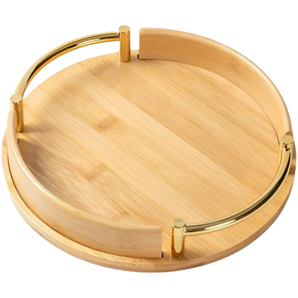 Round Bamboo Wooden Serving Tray 4