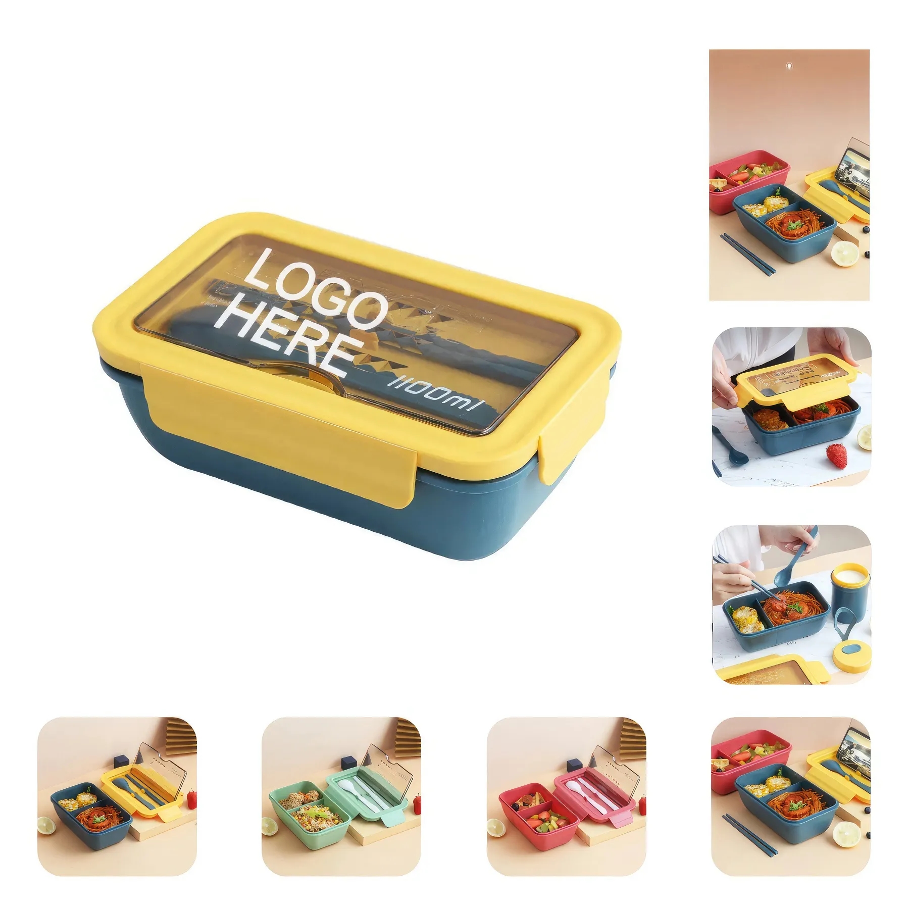 37 OZ Plastic Lunch Container with Spoon 3