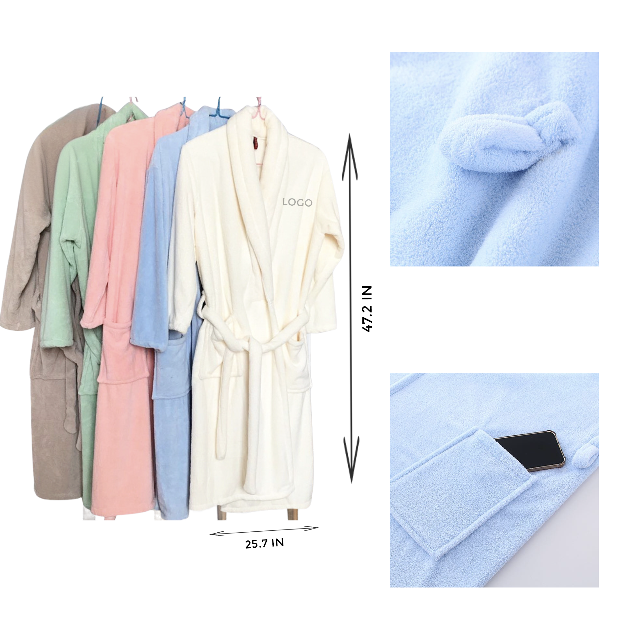 MOQ 10 PCS Stylish Coral Fleece Bathrobe 2