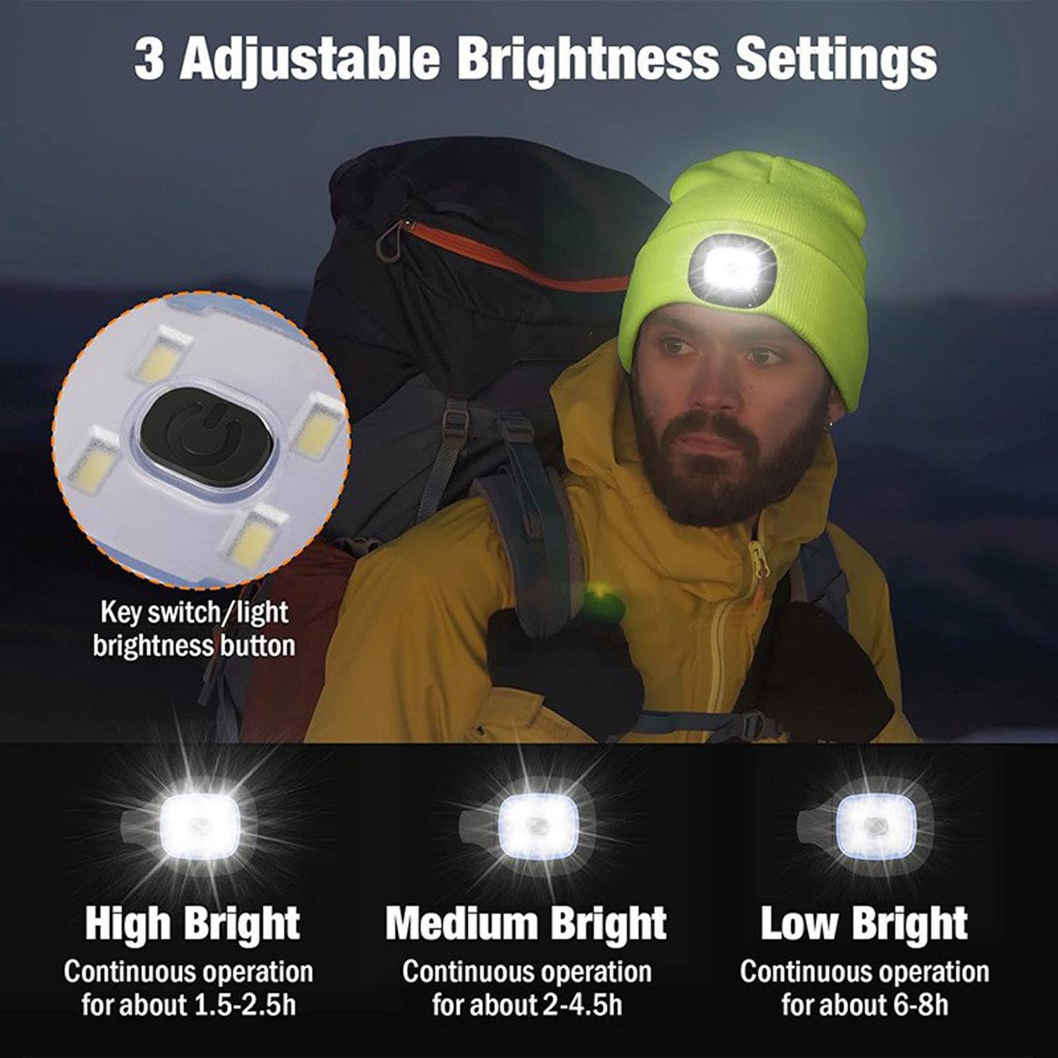 Rechargeable LED Beanie Hat 3