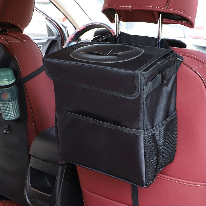 Car Trash Can with Lid and Storage Pockets 2