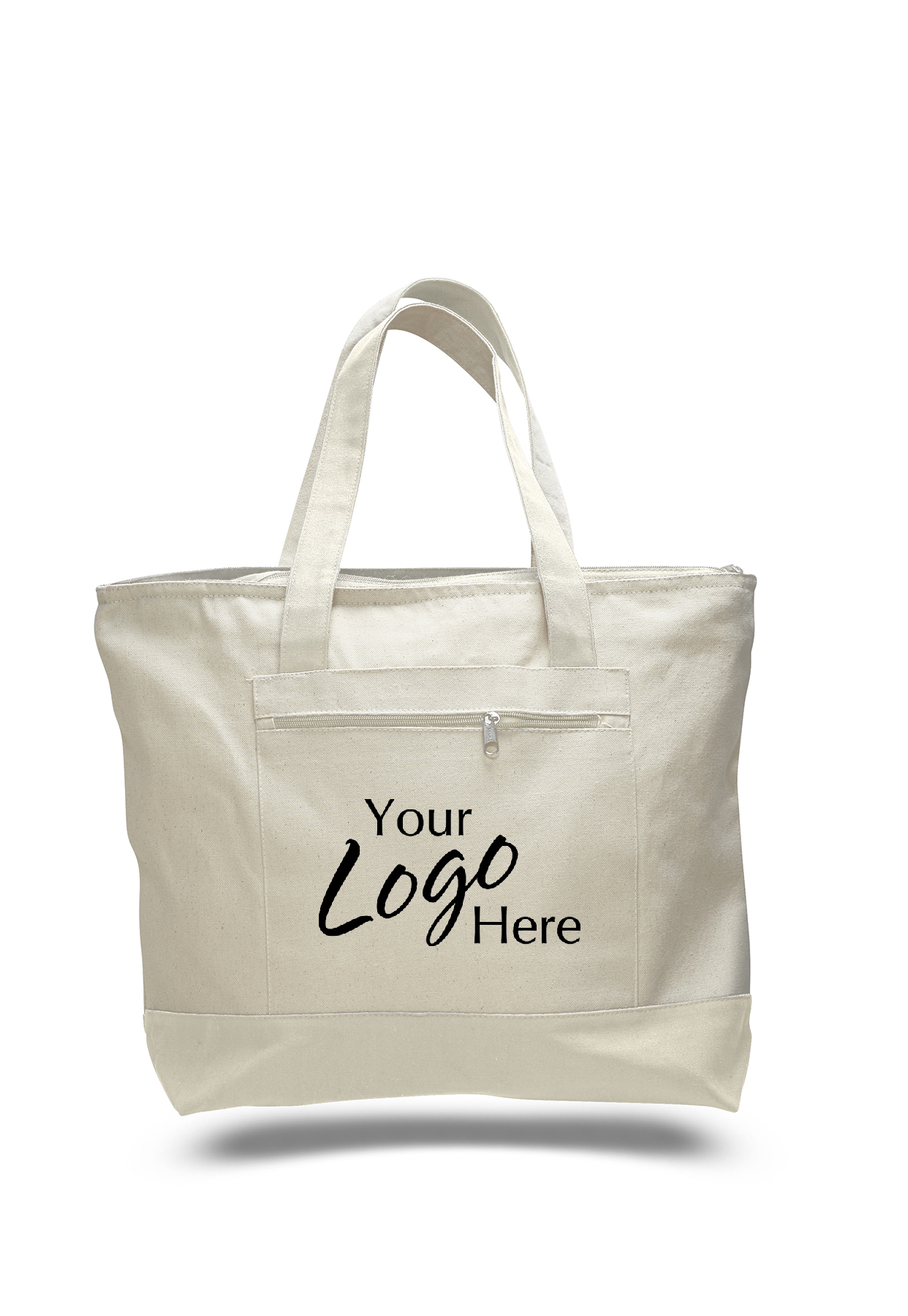 Canvas Zipper Tote Bag 18" W x 14" H with 4.5" Gusset, custom tote bag with logo imprint 1