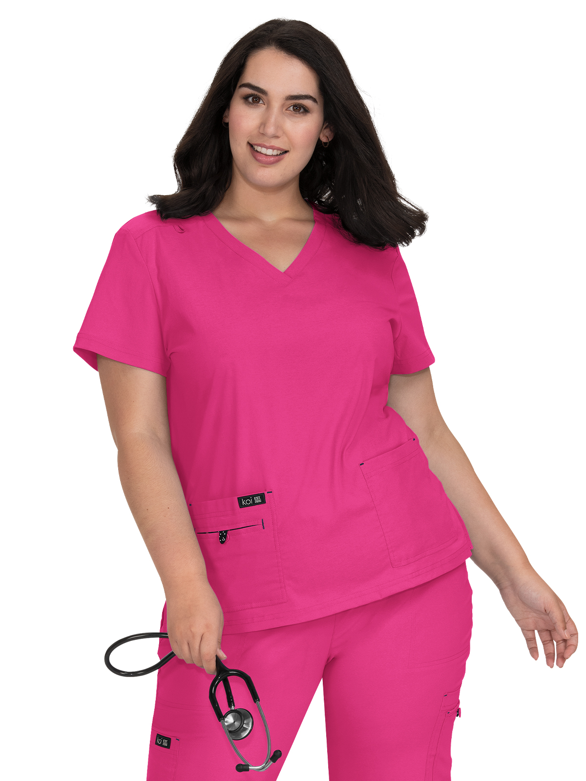 koi - Basics - Women's Four-Pocket Stretch V-Neck Becca Top 84