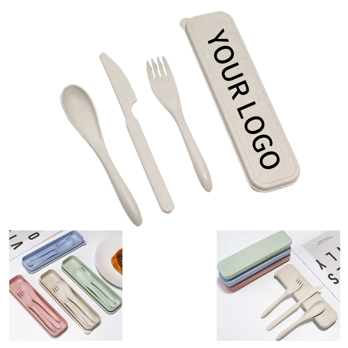 Compact Wheat Straw Cutlery Set for Meals on the Go 2