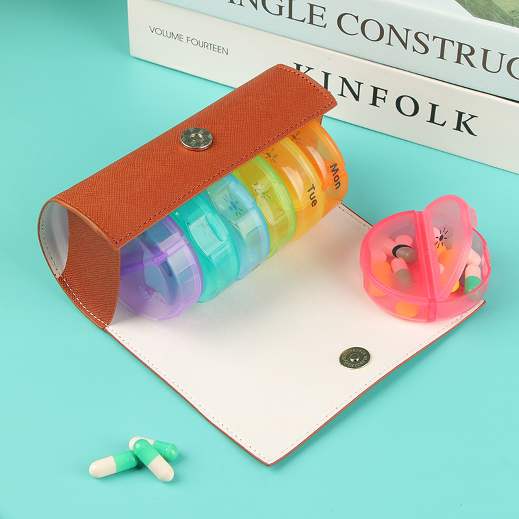 Leather 7-Day AM/PM Pill Organizer 4