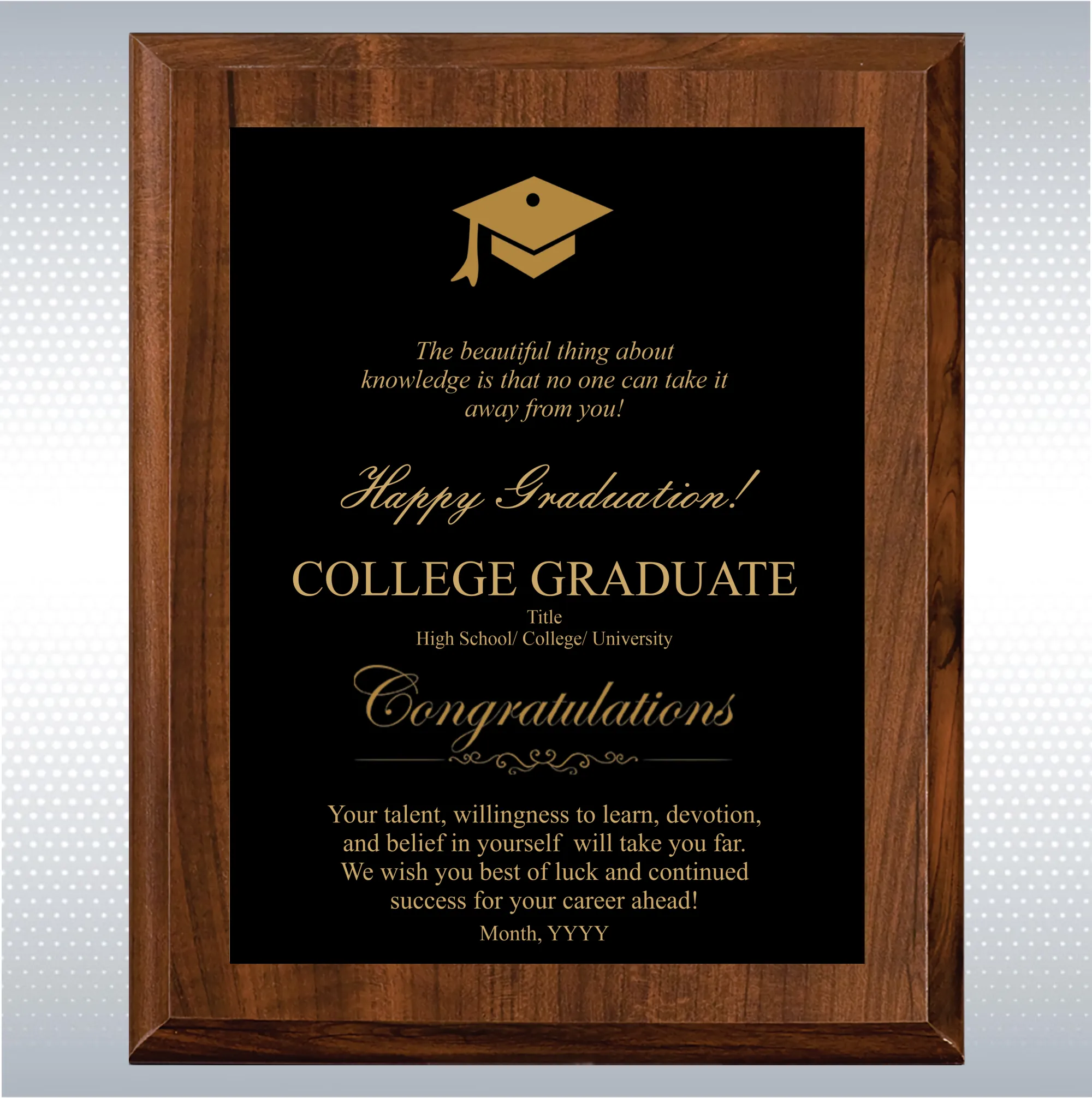 Cherry Finish Graduation Gift Plaque Award 7