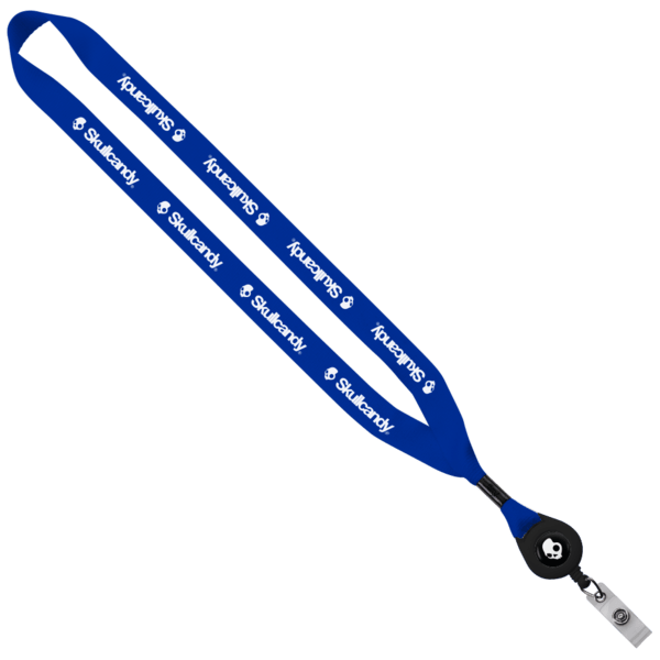 3/4" Polyester Lanyard with Metal Crimp & Retractable Badge Reel
