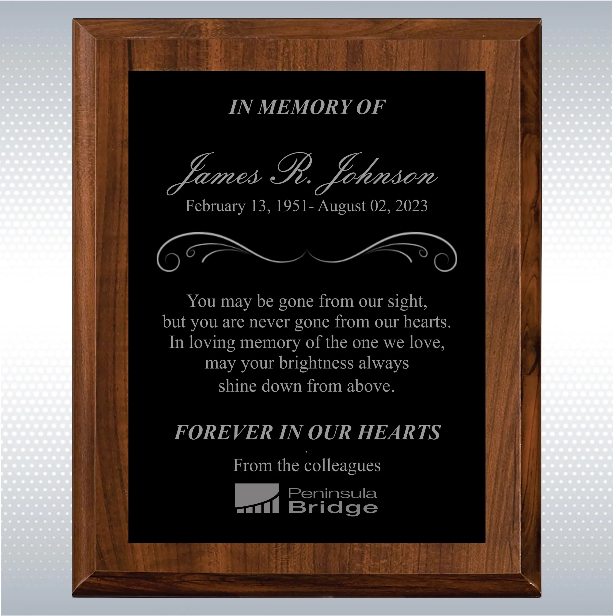 Cherry Finish Personalized Memorial Gift Aaward 13
