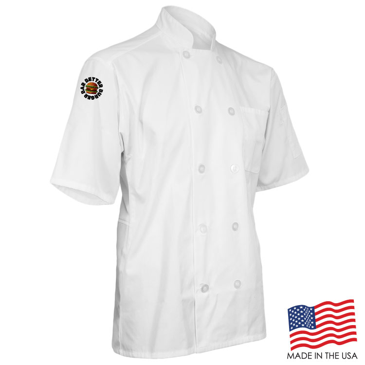 Mesh Back Chef Coat with Short Sleeves (EMBROIDERED LOGO) 7