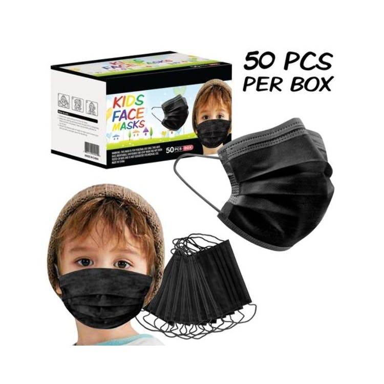 Kids' Disposable Face Masks - Black 50/Box 2