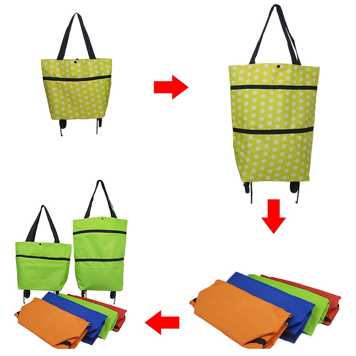 Folding Shopping Bag Collapsible Trolley With Wheels 4