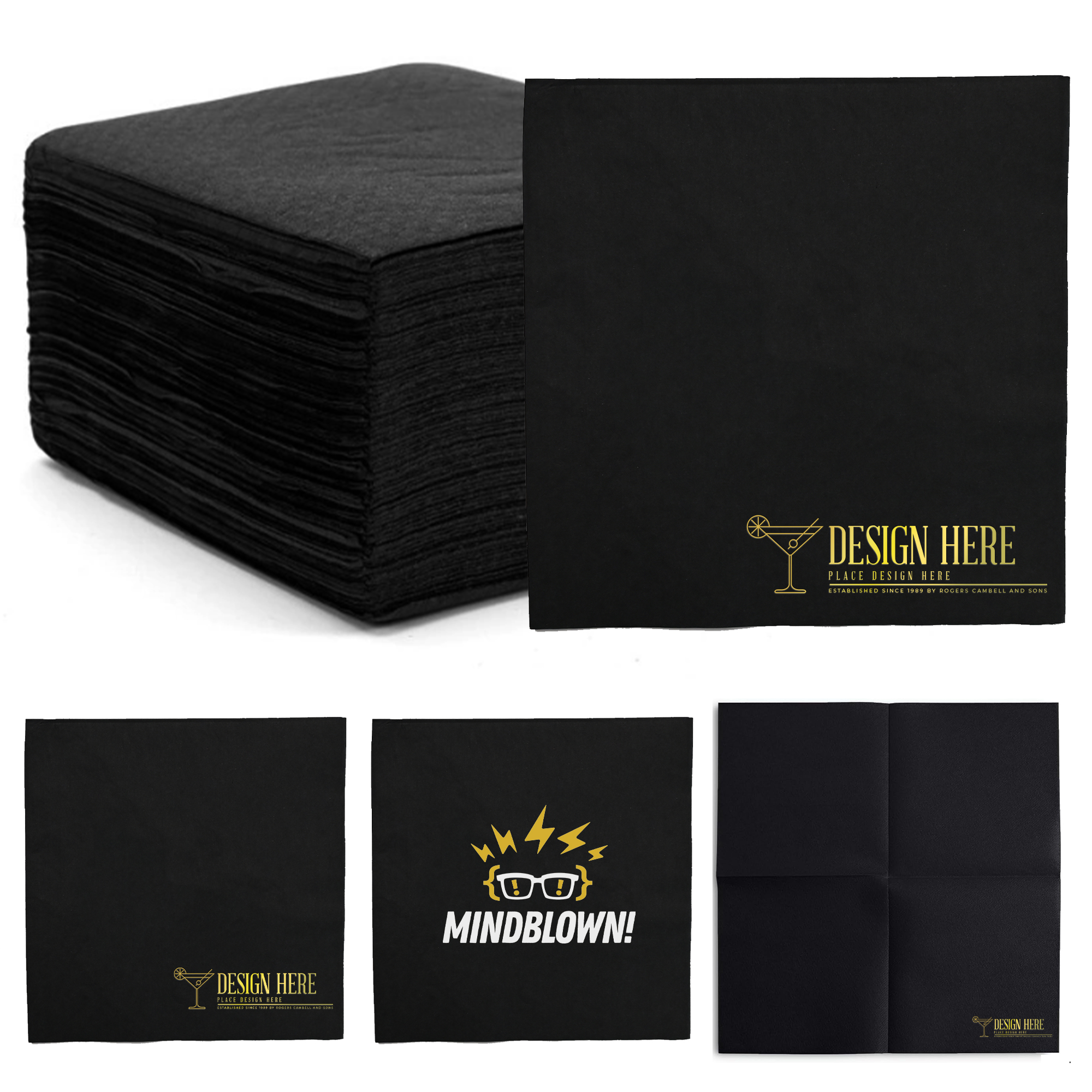 Black Embossed Foil Embellished Premium Napkins 3