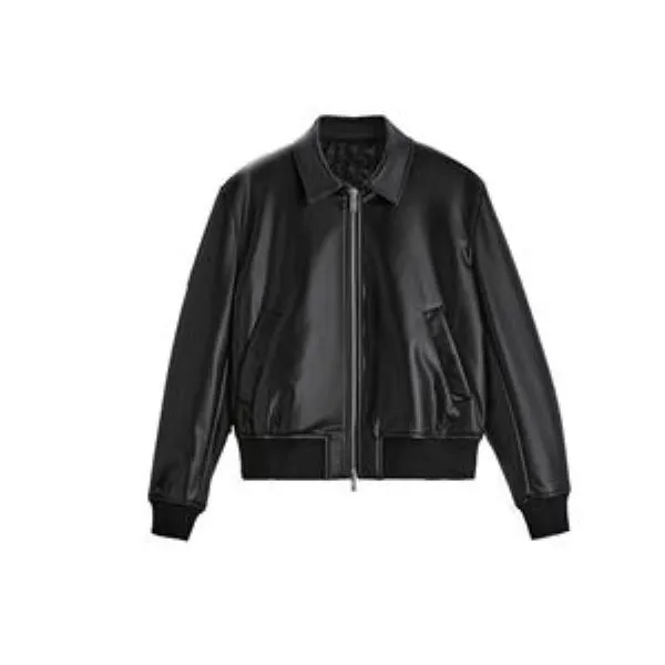 Men's Faux Leather Motorcycle Bomber Jacket 2