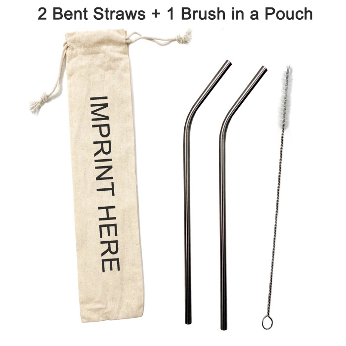 Stainless Steel Drinking Straw Kit in Custom Pouch 4