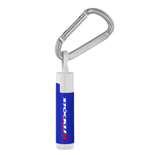 SPF 15 Lip Balm in White Tube with Hook Cap and Carabiner 14