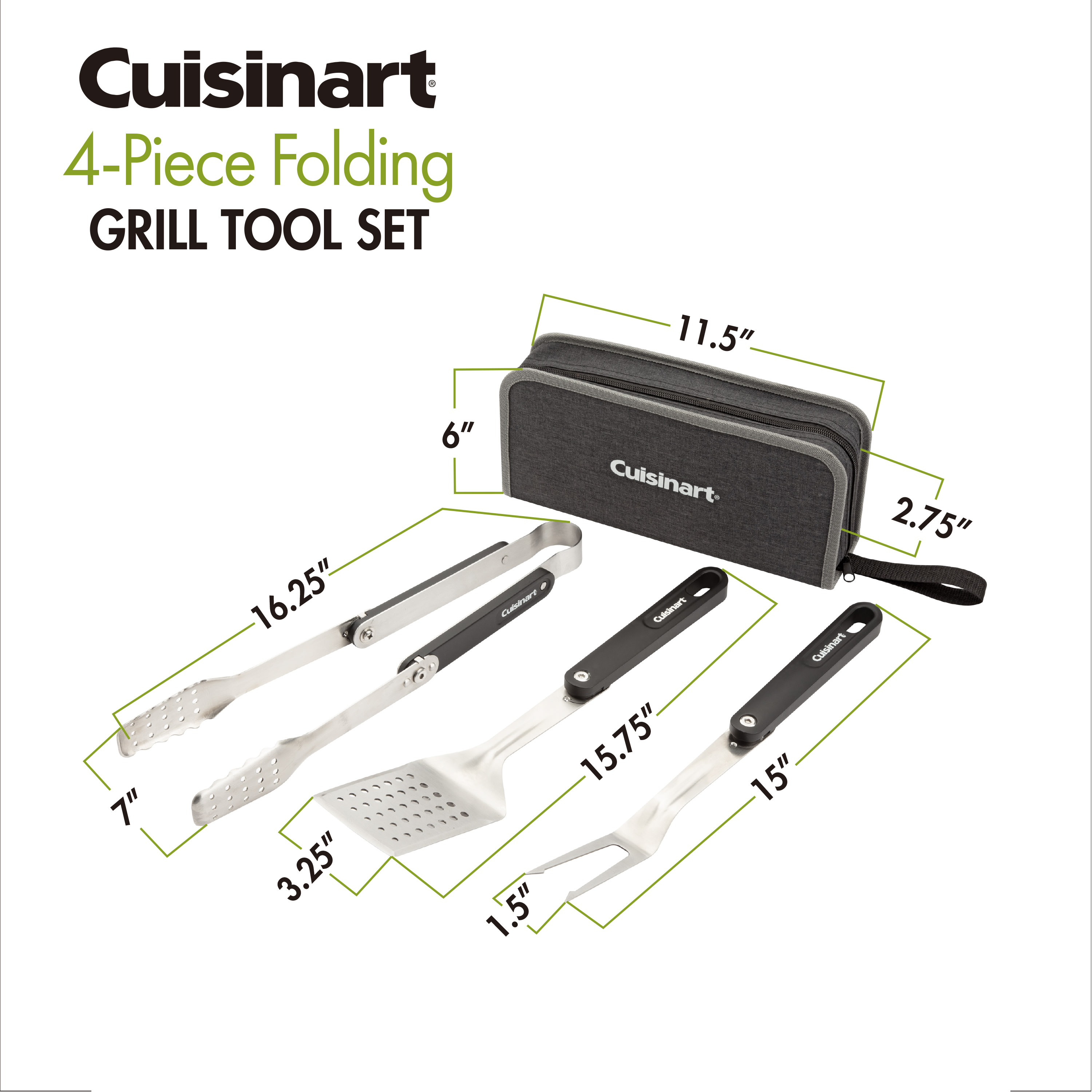 Cuisinart Outdoors® 4-Piece Folding Grill Tool Set 12