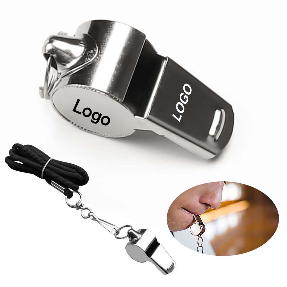 Custom Silver Stainless Metal Whistles Keychain 2
