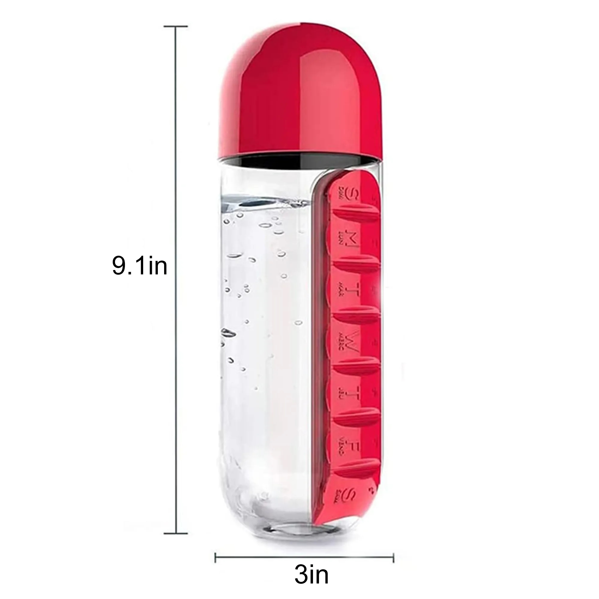 2 in 1 Water Bottle with 7 Day Pill Organizer 4