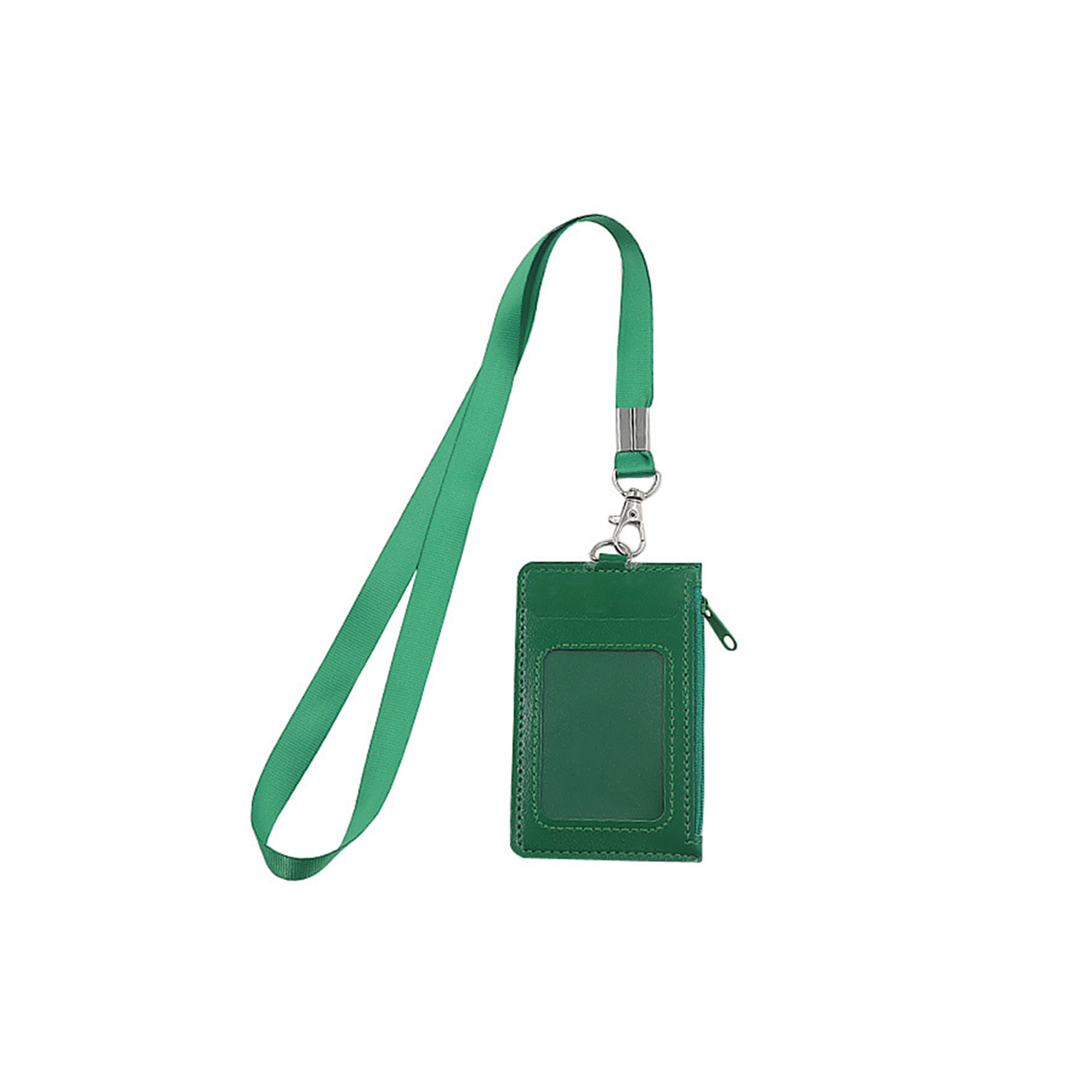 Polyurethane Leather Zipper Card Holder With Lanyard 3