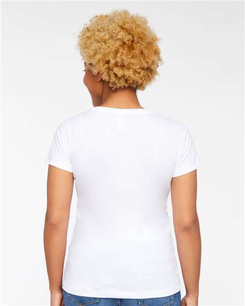 Women's Fine Jersey V-Neck Tee - 3507 25