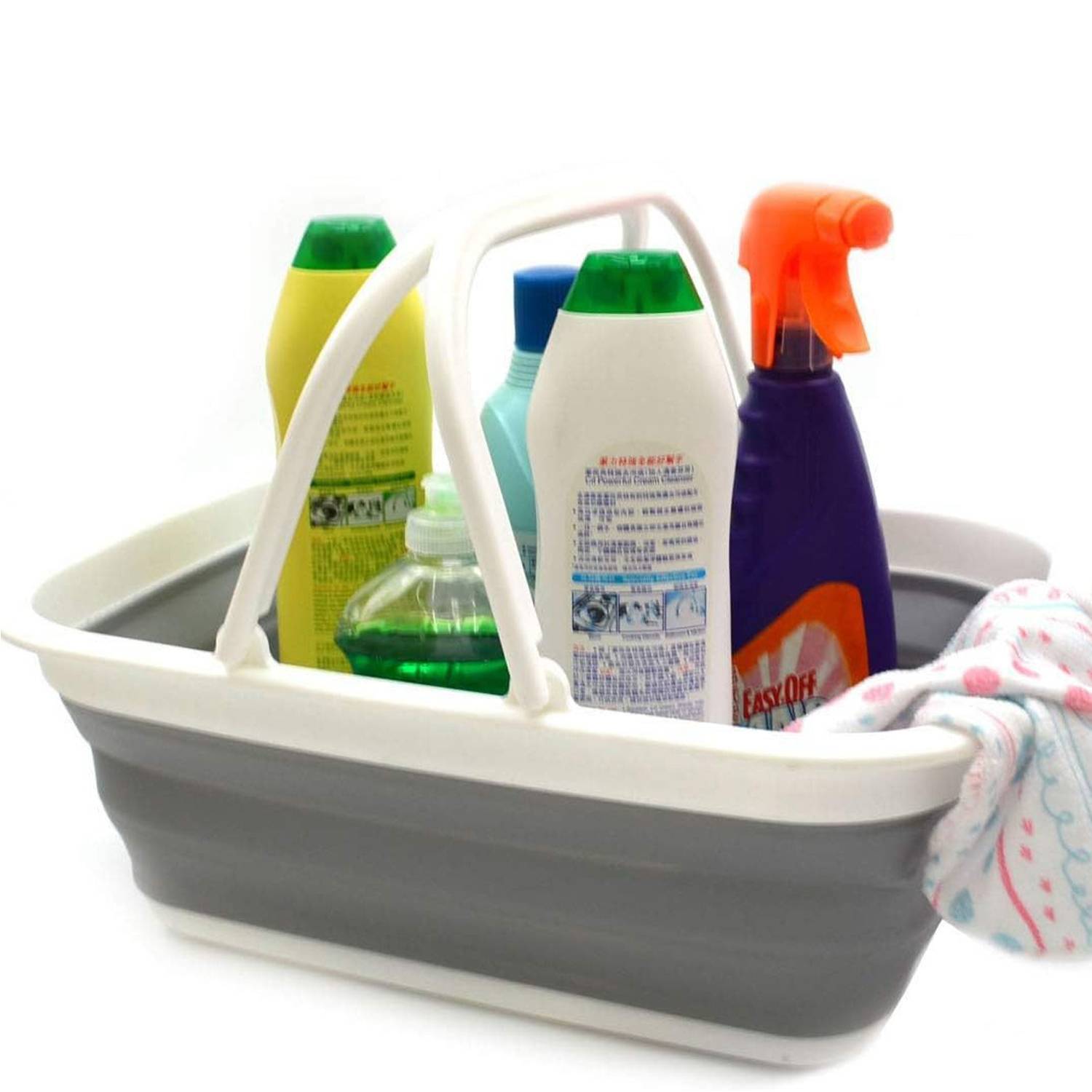 Collapsible Plastic Laundry Basket w/ Handle 2