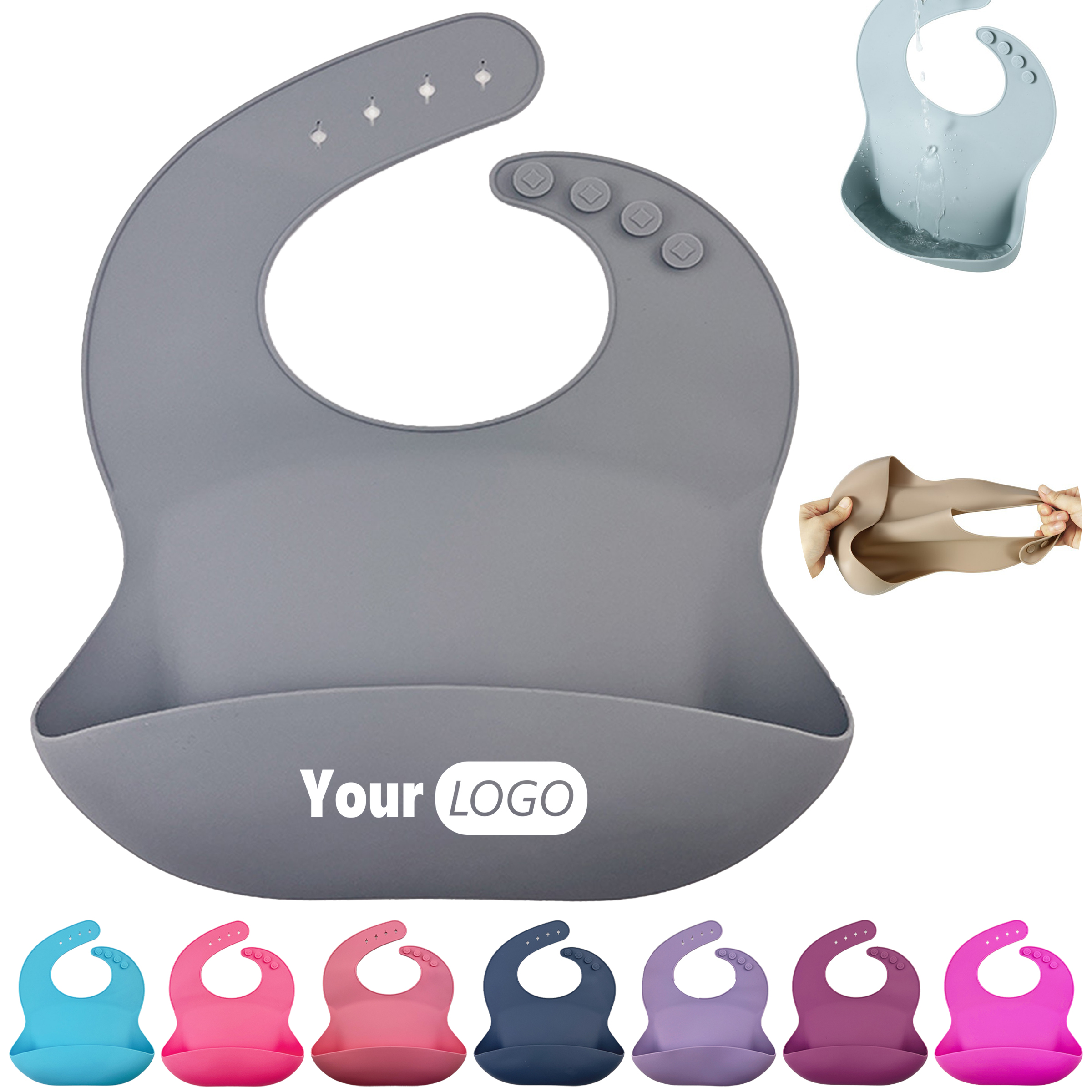 Silicone Waterproof And Dirt Proof Complementary Food Bib 3