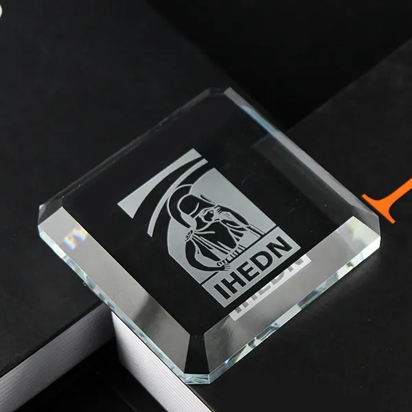 Crystal Beveled Square paperweight 2