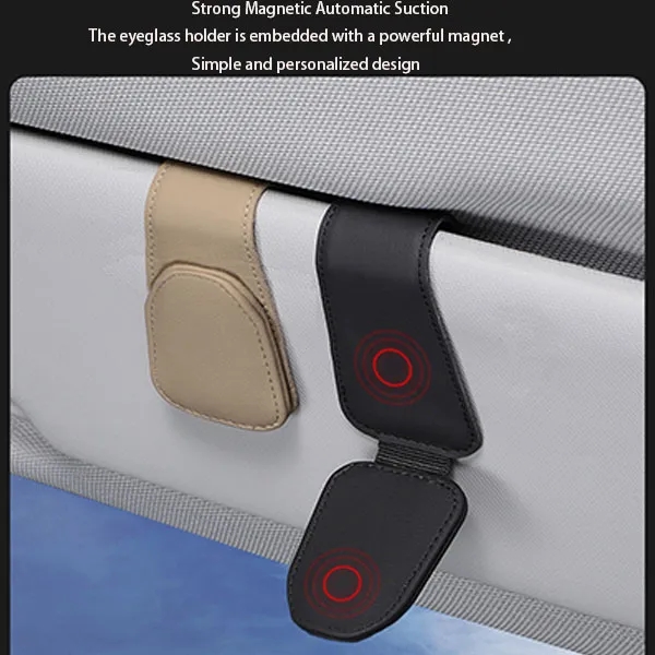 Magnetic Leather Car Sunglass Storage Clip 2
