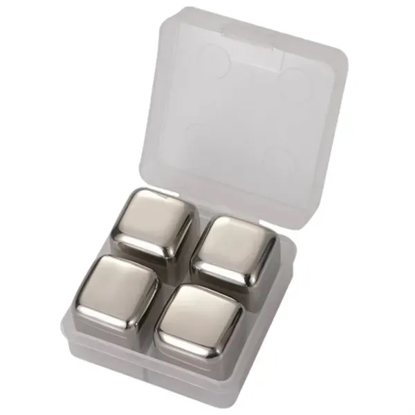 Stainless Steel Ice Cubes Set with 4pcs Reusable Cooling 4