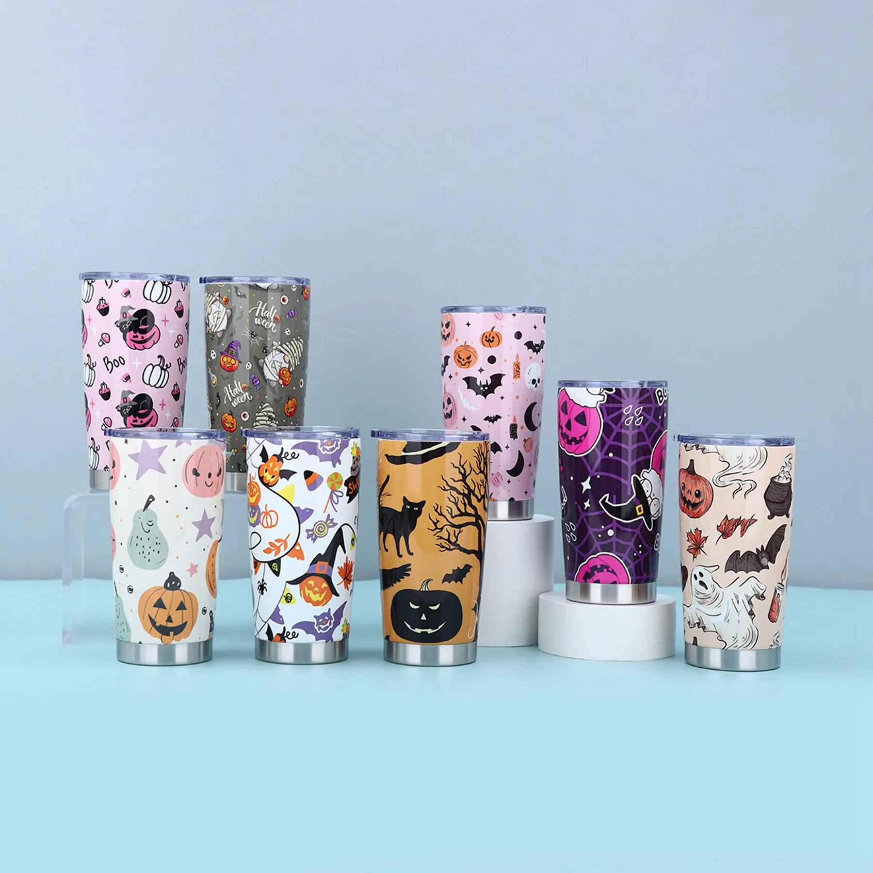20 Oz. Double Wall Christmas/Halloween Tumbler with Lid 10