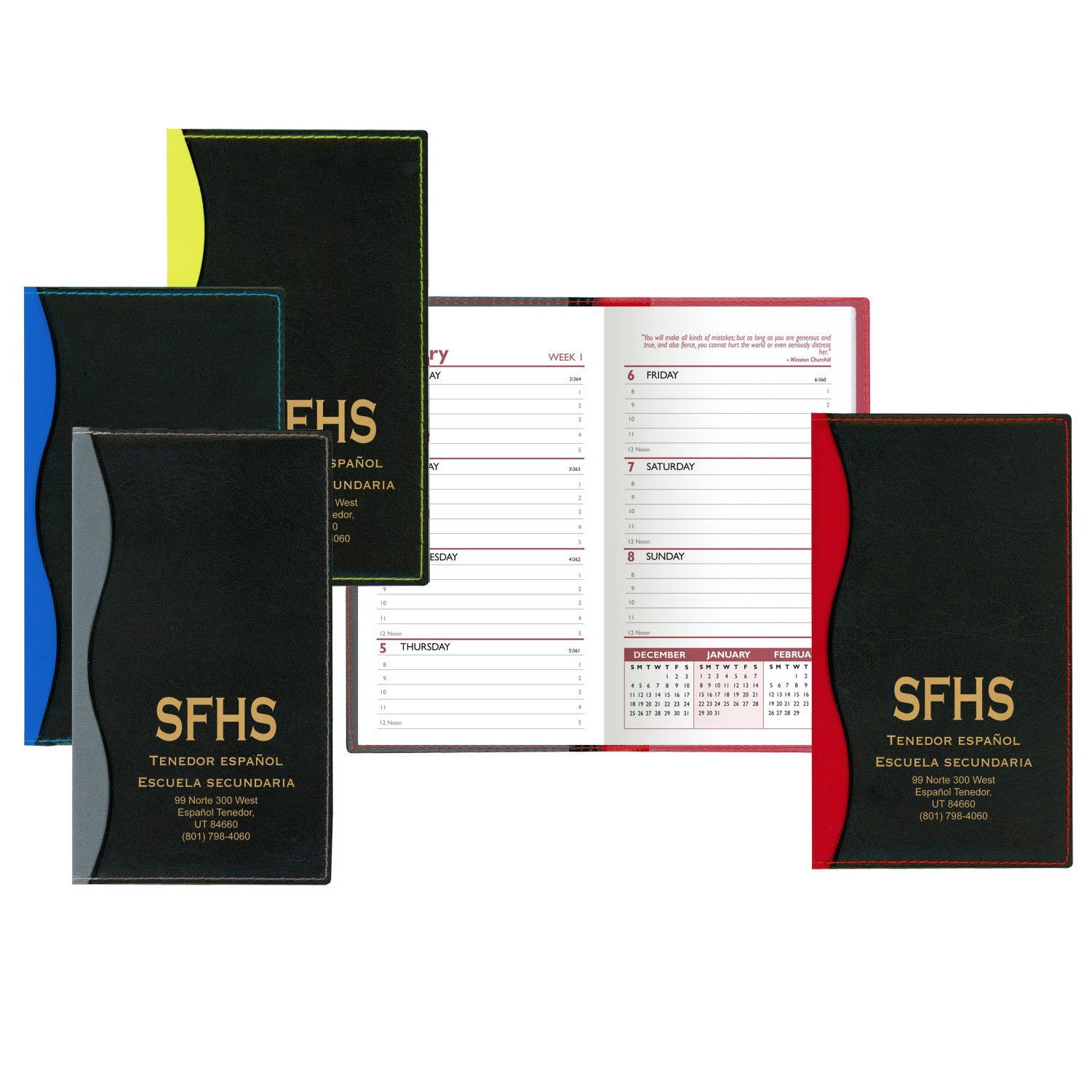 Soft Cover 2 Tone Vinyl Holland Series Weekly Planner w/ Map / 2 Color 2