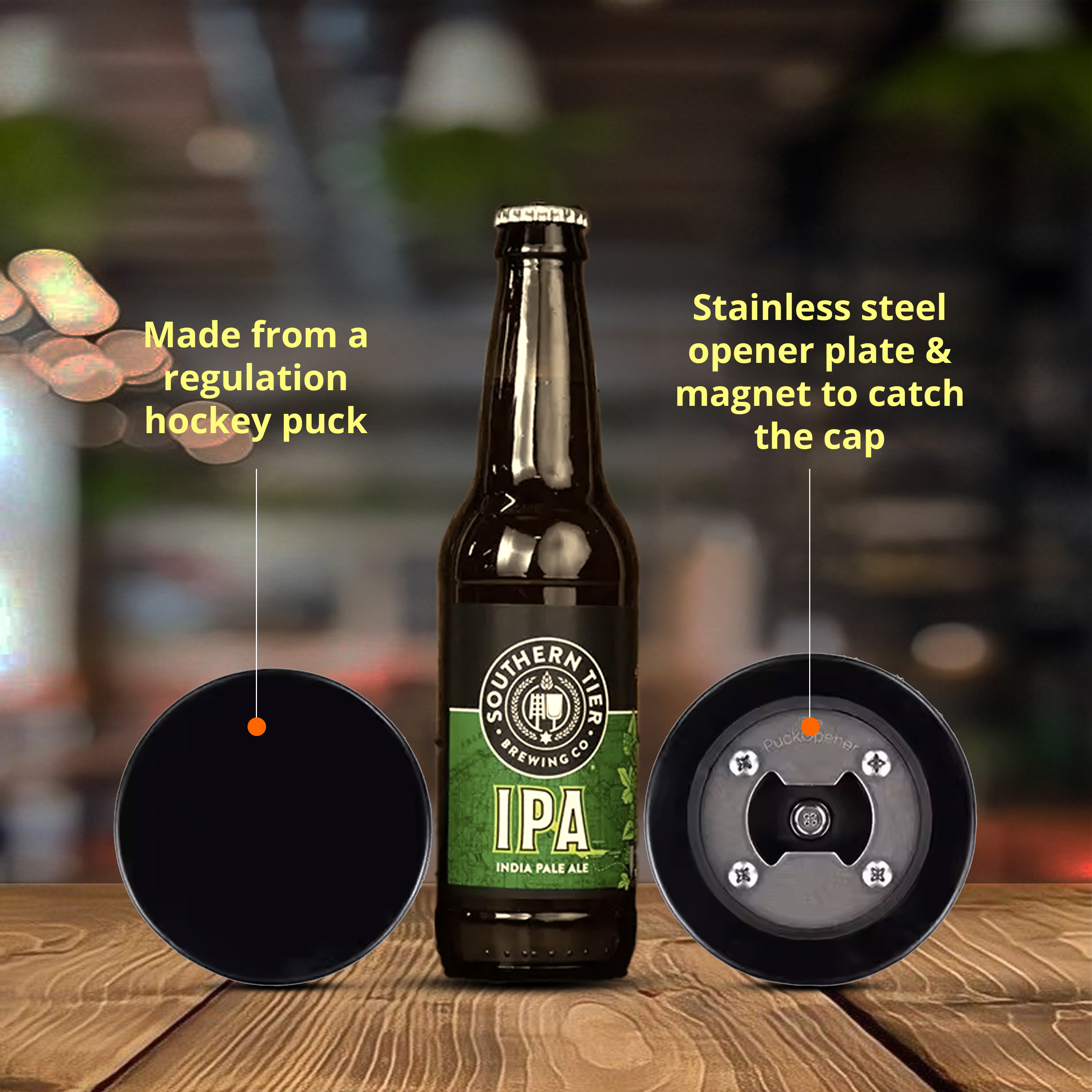 Durable Stainless Steel Hockey Puck Bottle Opener 4