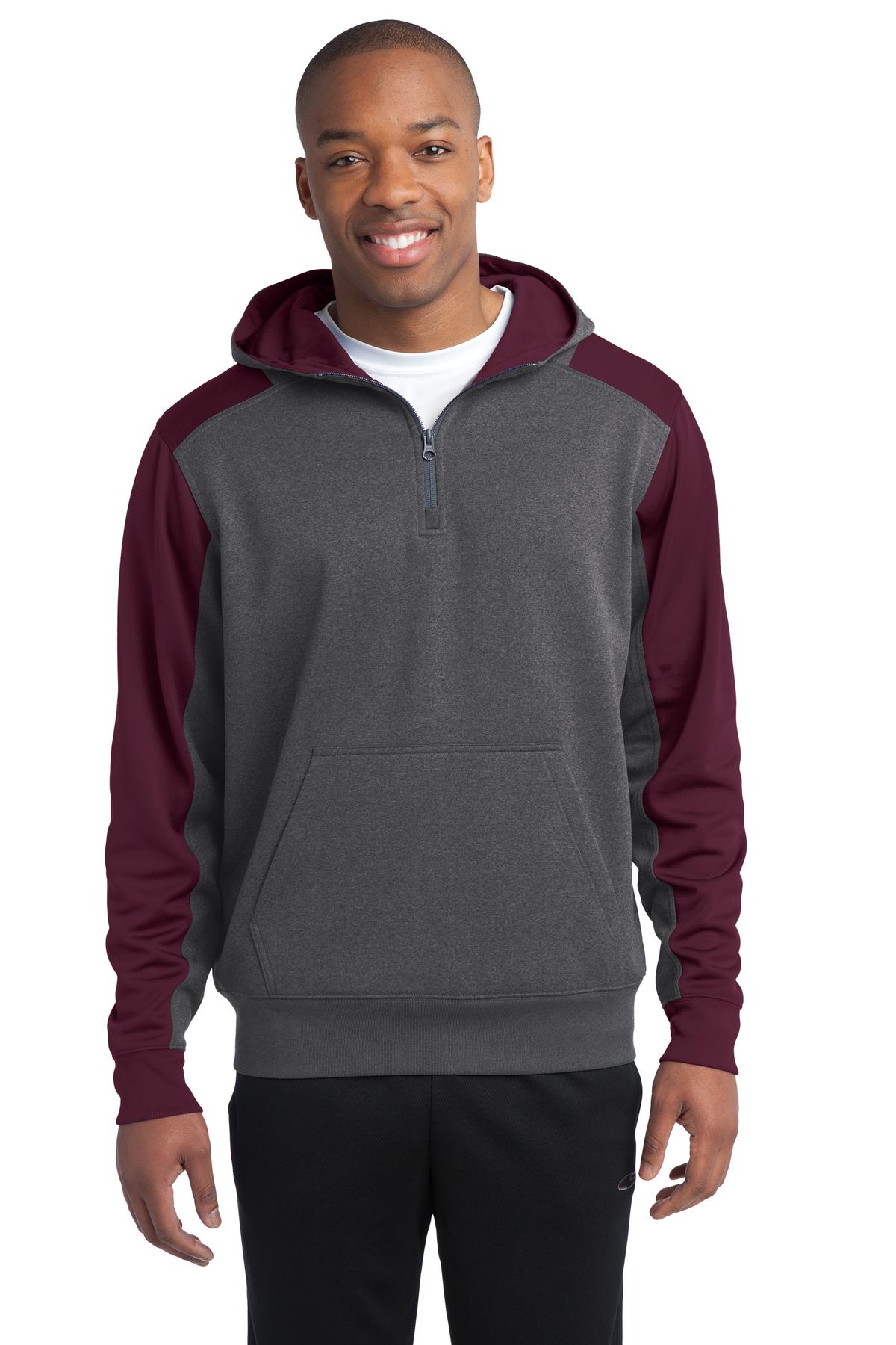 Sport-Tek Tech Fleece Colorblock 1/4-Zip Hooded Sweatshirt. ST249, custom hoodie or sweatshirt with logo imprint 48