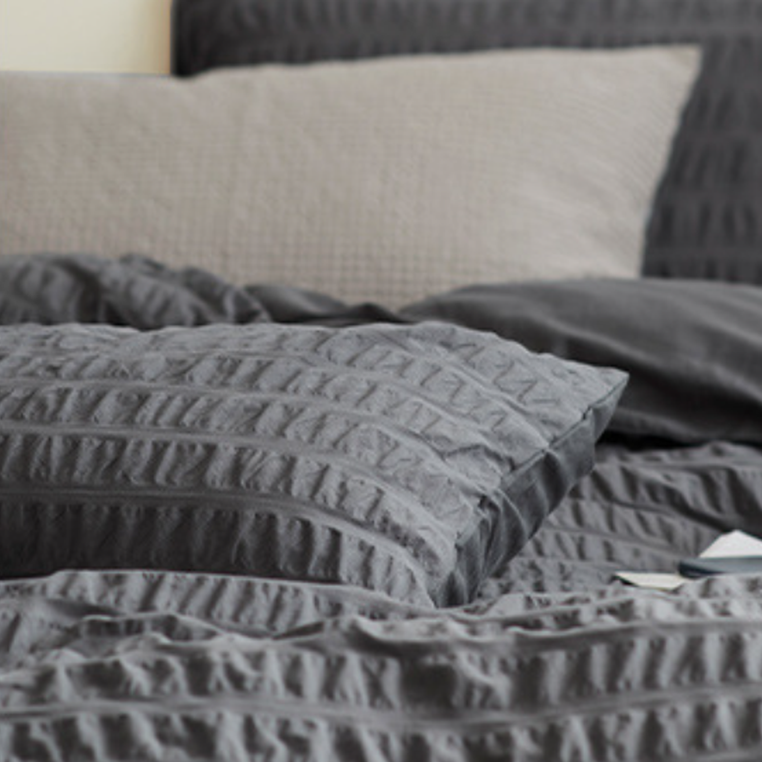 Japanese Simple Seersucker Stripe Bed 4-Piece Set 2