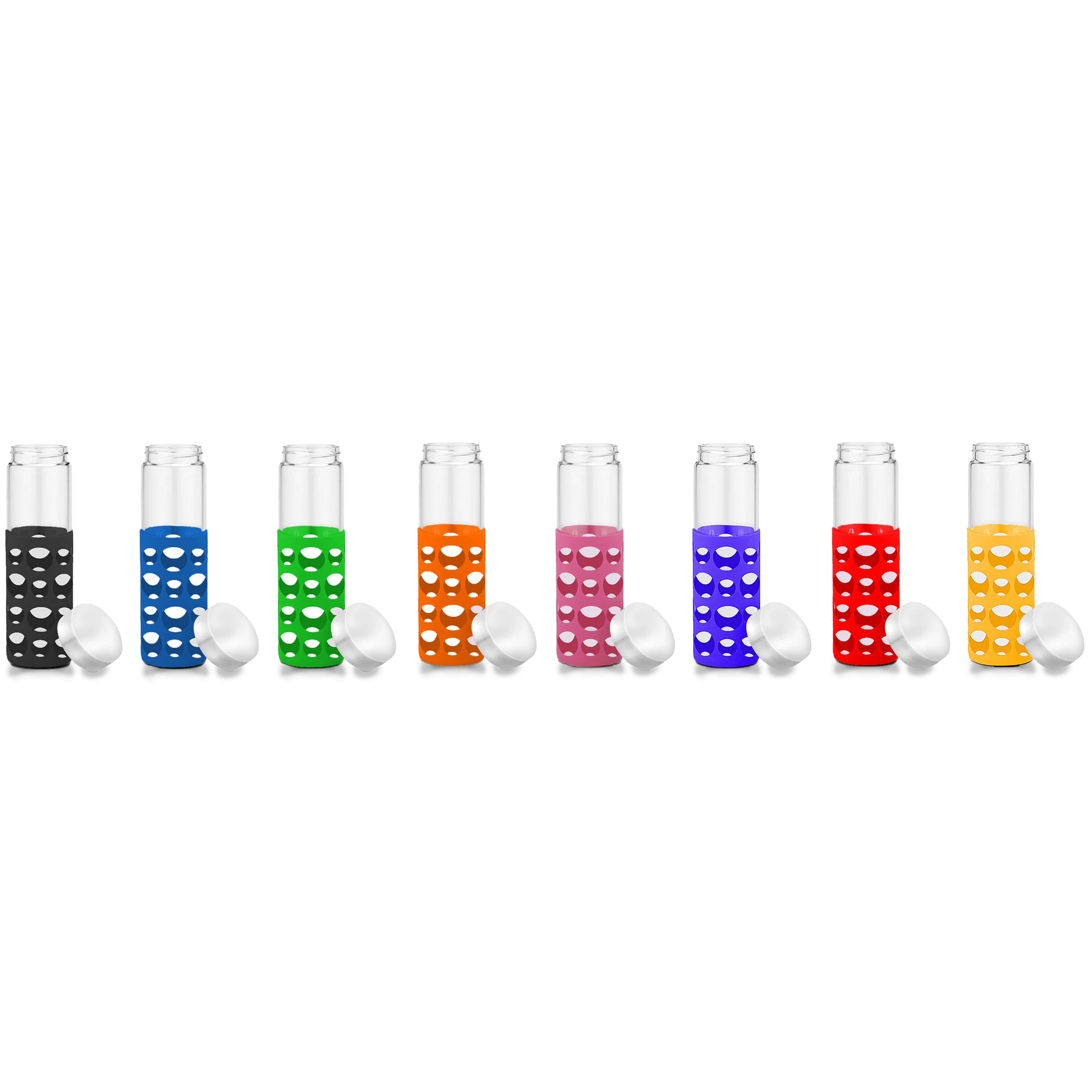 20 oz Silicone Round Cutouts Glass Bottle 1