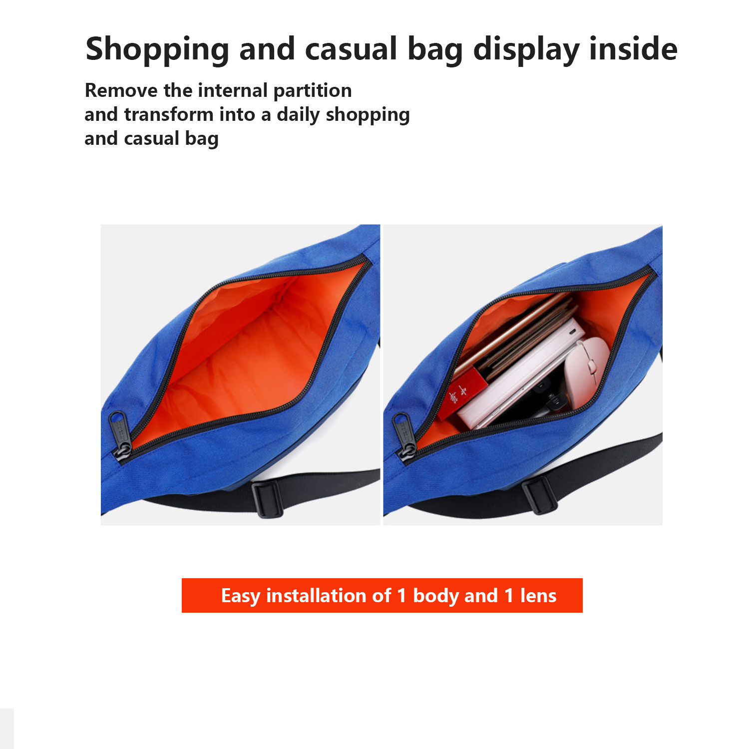 Color contrast waterproof casual camera messenger bag 10