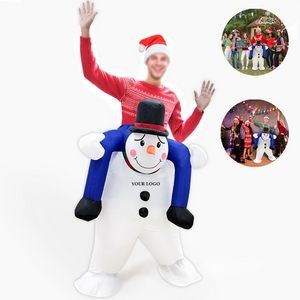 Ride On Snowman Mascot Costume Christmas Outfit Xmas Snowman Dress Adult 3
