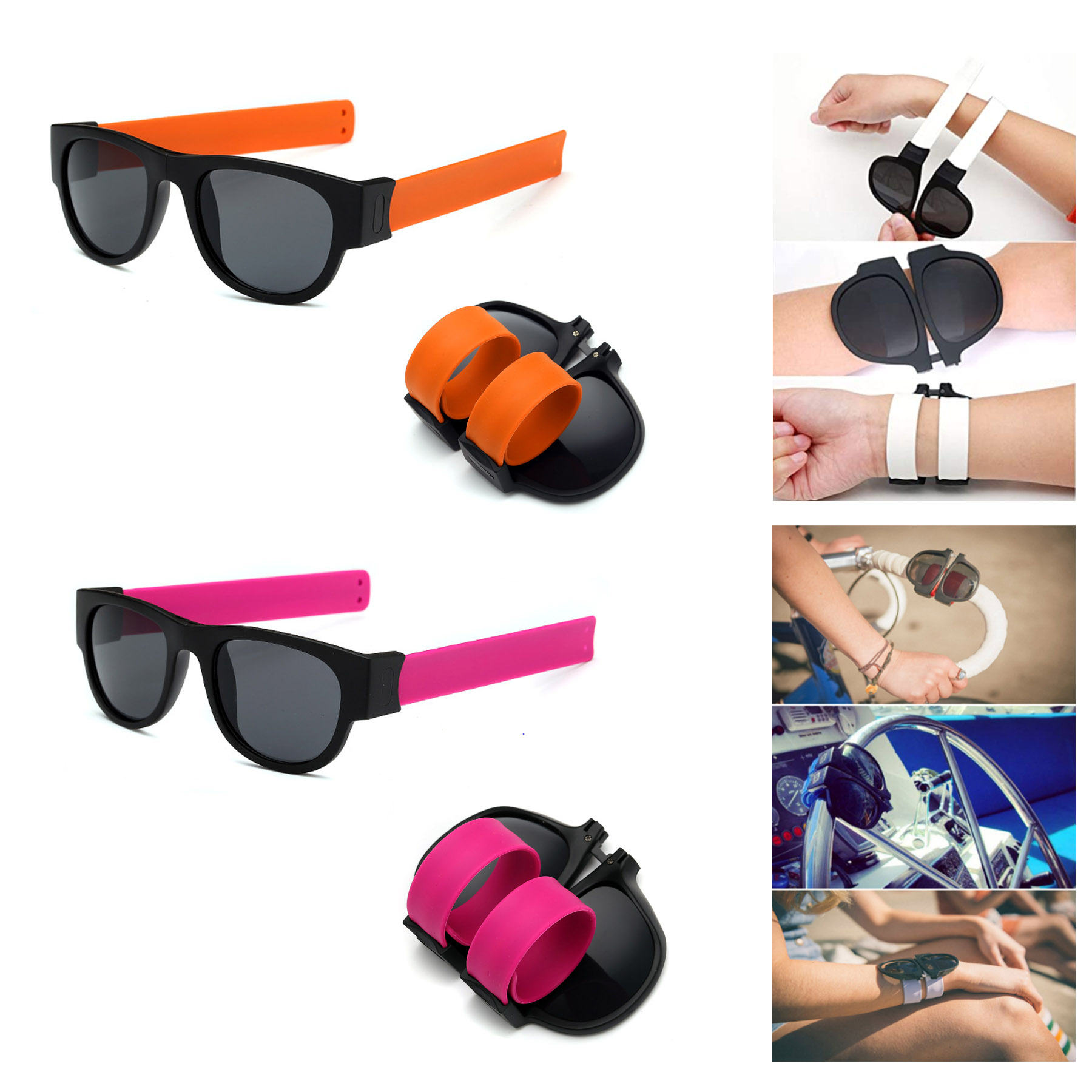 Foldable Sunglasses with Slap Bracelet Arms with UV400 2