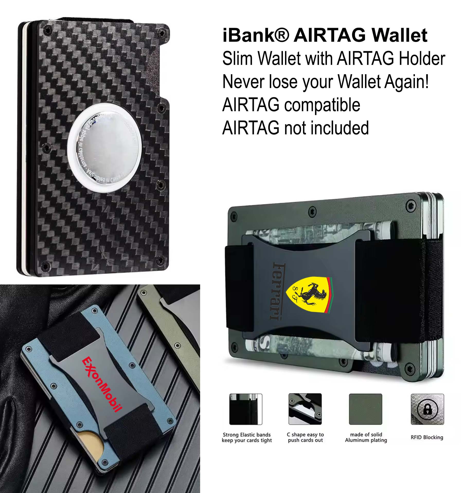 iBank ® AirTag-Compatible Slim Metal Wallet 1