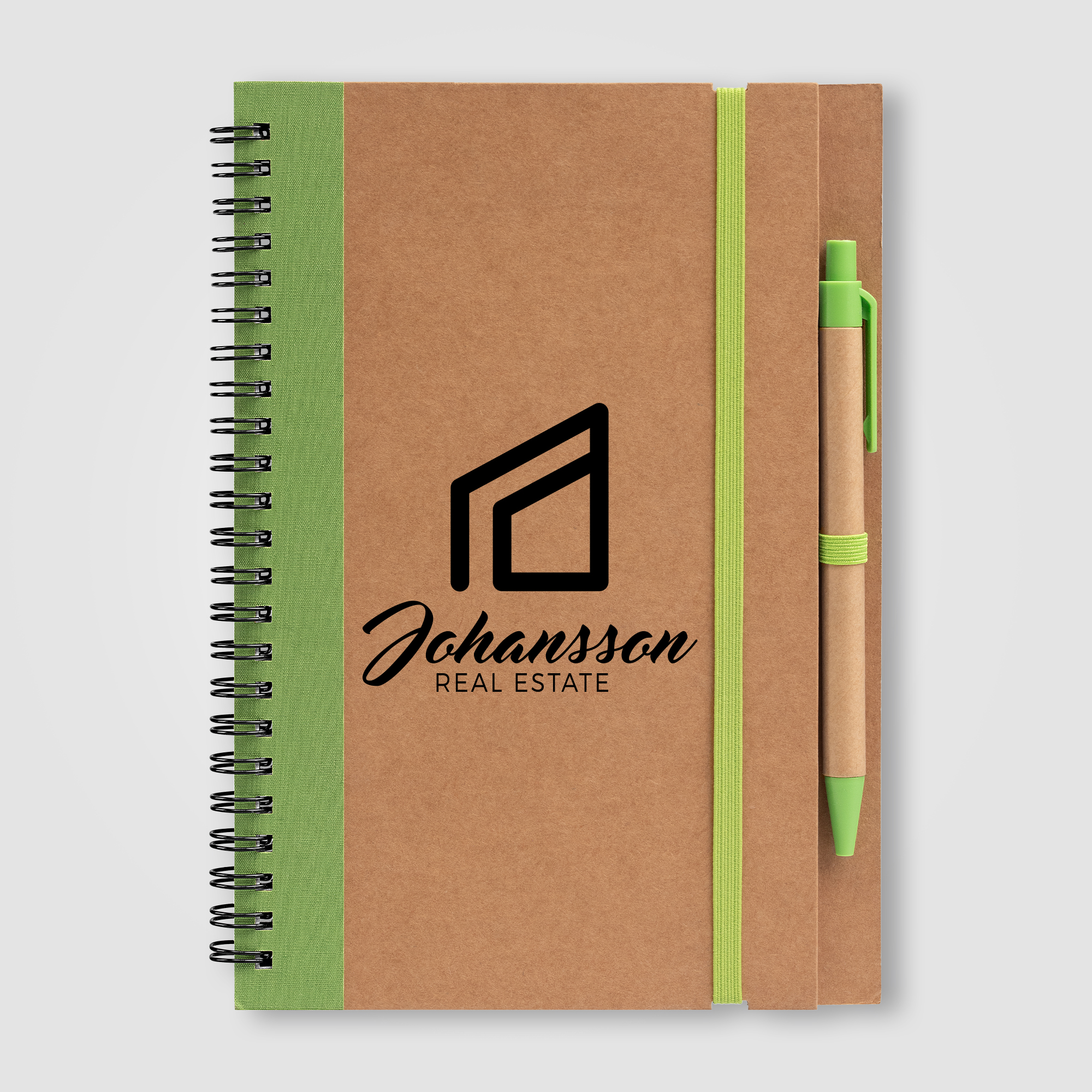 Kraft Hard Cover Spiral Notebook with Pen 21