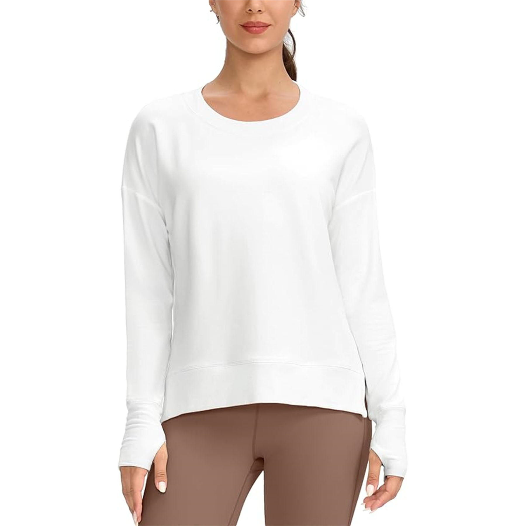 Womens' Side Slit Thumb Holes Yoga Shirt 12