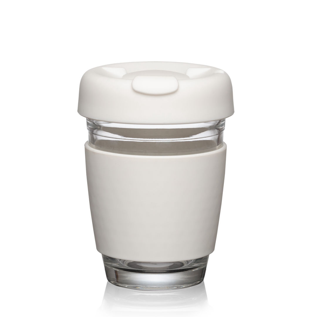 Retiro Borosilicate Glass Tumbler w/Silicone Lid - 8oz, custom stadium cup with logo imprint 4
