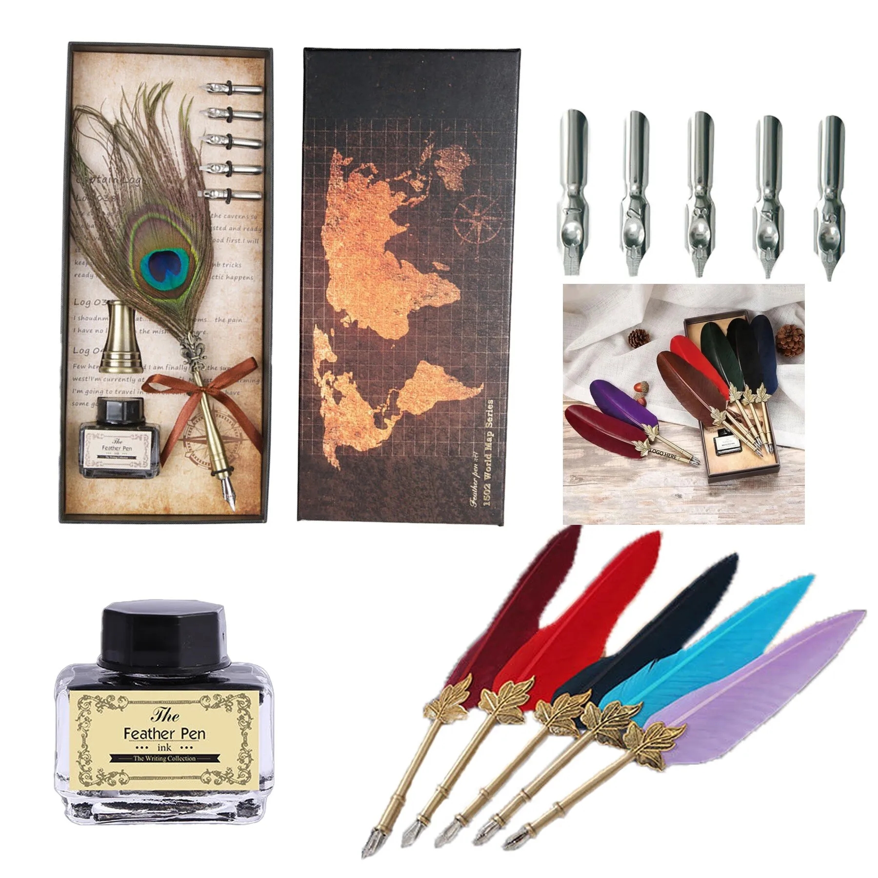 Vintage Luxury Fountain Pen with Feather 13