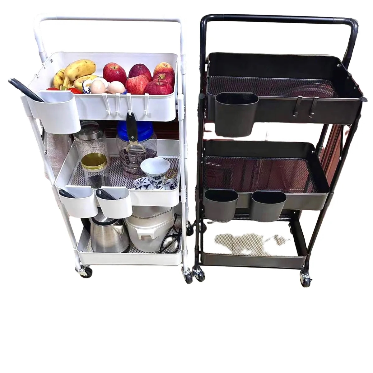Three-Tier Movable Storage Shelf With Armrests. 5