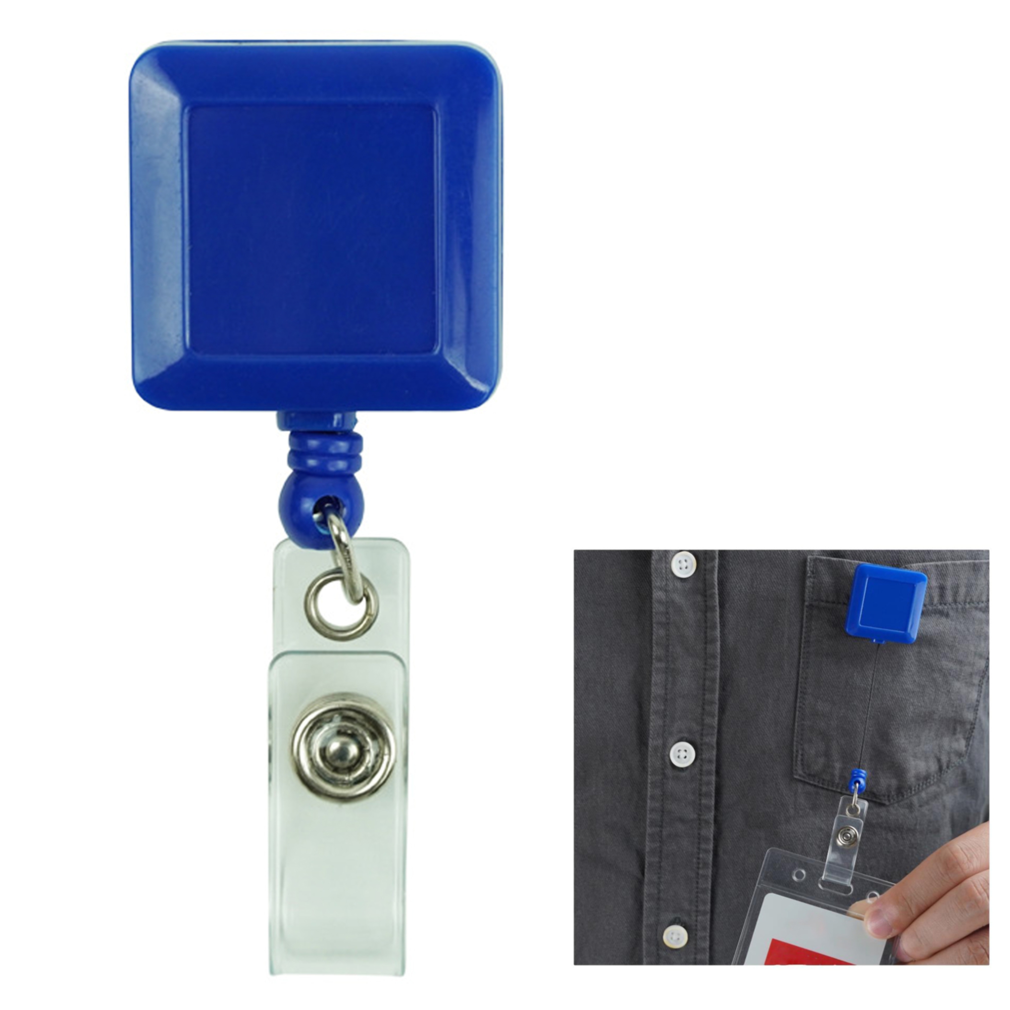 Square Retractable Badge Holder with Belt Clip 2