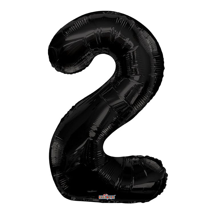 Mylar Number 2 Balloons - Black 34" 2