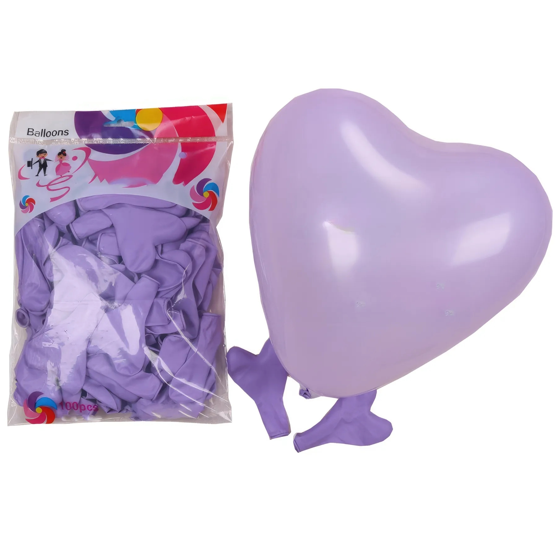 Wedding Party 10" Latex Heart Shape Balloon - 100pcs Set 3